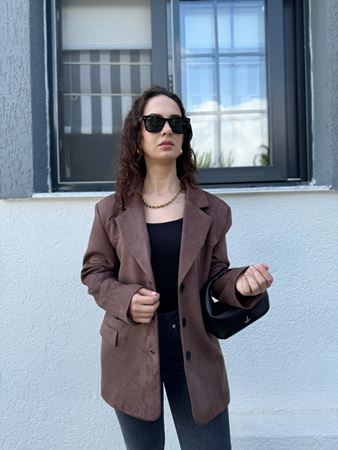 Kahverengi Kapak Cepli Nubuk Ceket