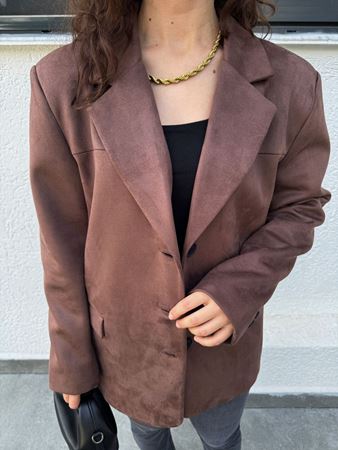 Kahverengi Kapak Cepli Nubuk Ceket