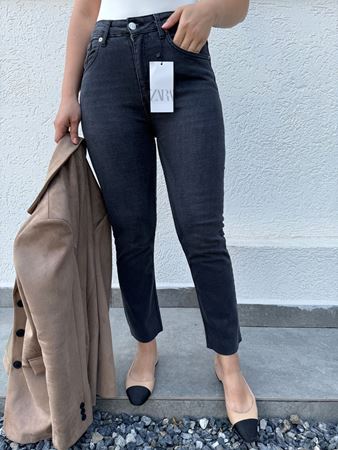 ZR Antrasit Kesik Paça Boyfit Jean