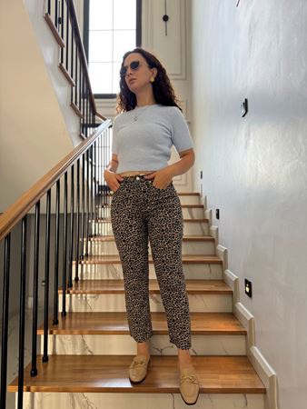 ZR Leopar Desenli Boyfit Jean