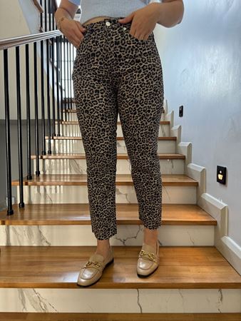 ZR Leopar Desenli Boyfit Jean