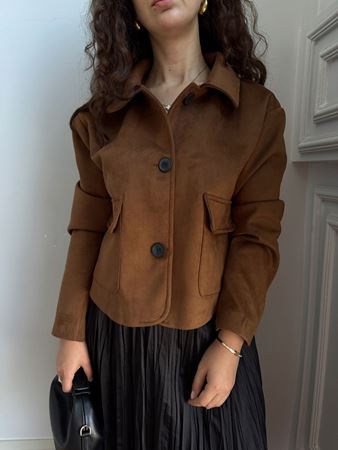M.D. Acıkahverengi Kapak Cepli Nubuk Ceket
