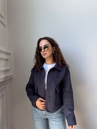 M.D. Lacivert Kapak Cepli Nubuk Ceket