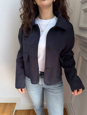 M.D. Lacivert Kapak Cepli Nubuk Ceket