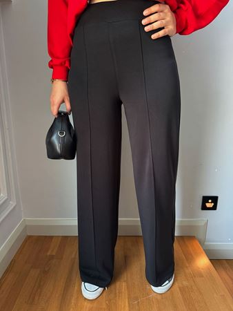 OYSH Siyah Önden Dikişli Modal Pantolon