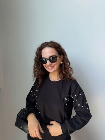 Marka Model Siyah Taşlı Modal Sweat