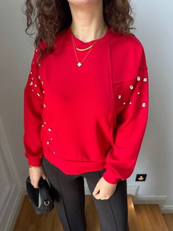 Marka Model Kırmızı Taşlı Modal Sweat
