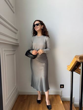 Antrasit Verev Saten Etek