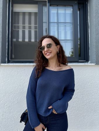 Orijinal Marka Lacivert Kayık Yaka Triko