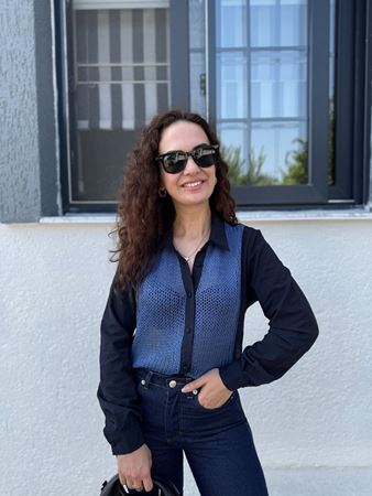 Siyah Mavi Trikolu Marka Model Gömlek