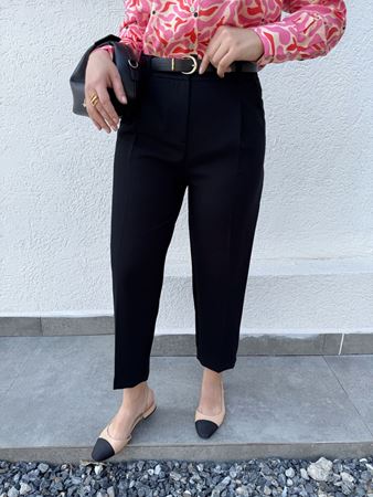 Siyah Premium Kendinden Kemerli Havuç Pantolon