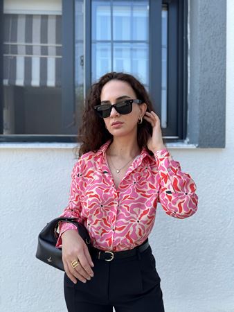 Pembe Desenli Modal Gömlek