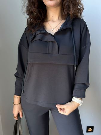 OYS Lacivert Yaka Fermuarlı Kapüşonlu Modal Takım