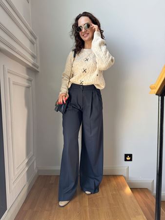 Lacivert Poliviskon Pantolon