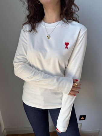 Beyaz Marka Nakışlı Penye Sweatshirt
