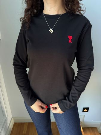 Siyah Marka Nakışlı Penye Sweatshirt