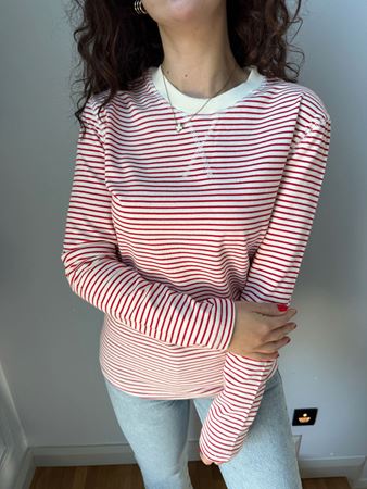 M.D. Kırmızı Çizgili Sweatshirt