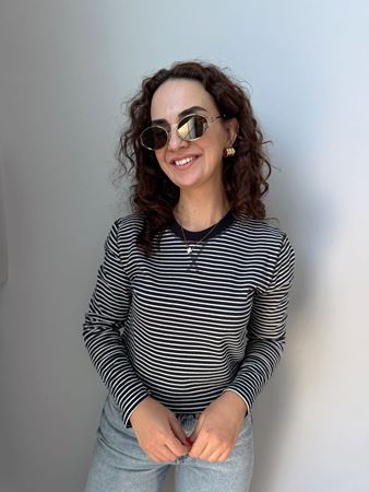 M.D. Lacivert Çizgili Sweatshirt