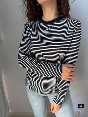 M.D. Lacivert Çizgili Sweatshirt