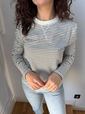 M.D. Ekru Çizgili Sweatshirt