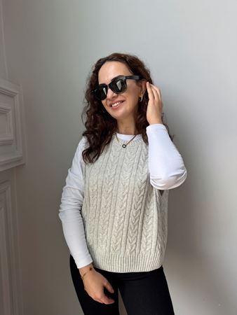 Orijinal Marka Gri Sırt Detaylı Süveter