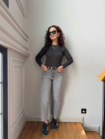 ZR Gri Yıkamalı Boyfit Jean