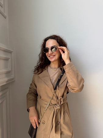 Bej Premium Uzun Trençkot