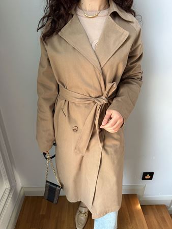 Bej Premium Uzun Trençkot