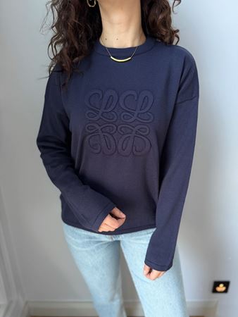 Lacivert Kabartma Desenli Triko