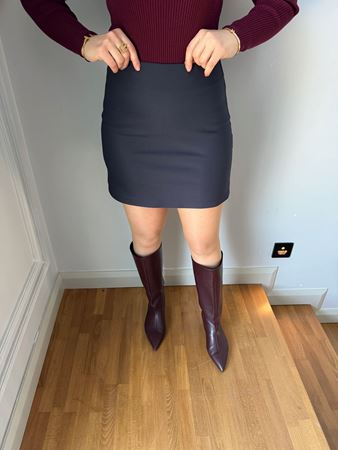 Lacivert Arkası Fermuarlı Mini Etek