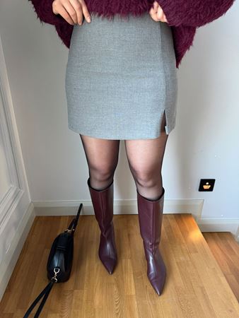 ZR Gri Yırtmaçlı Şort Etek