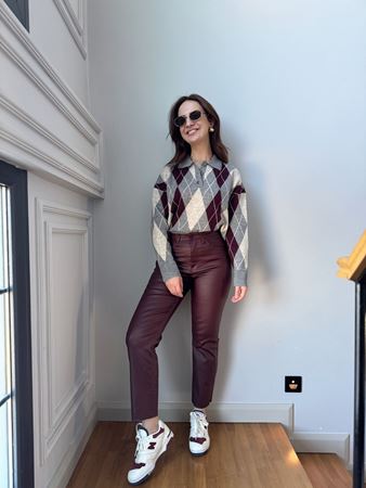 Bordo Kaplamalı Jean