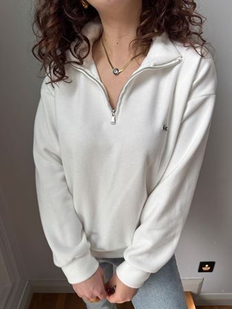 LCST Beyaz Fermuarlı Sweatshirt