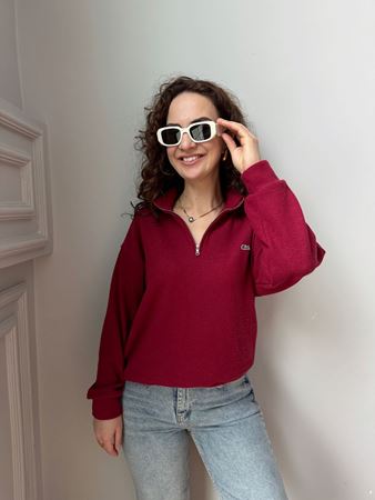 LCST Bordo Fermuarlı Sweatshirt