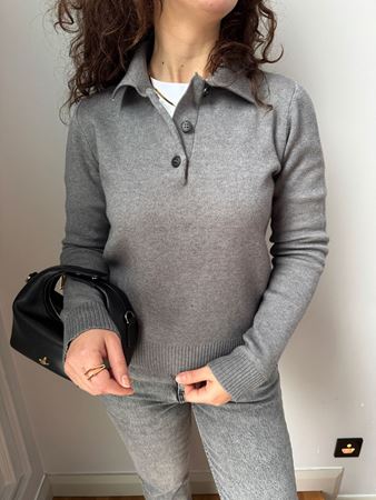 Gri Polo Yaka Triko Kazak