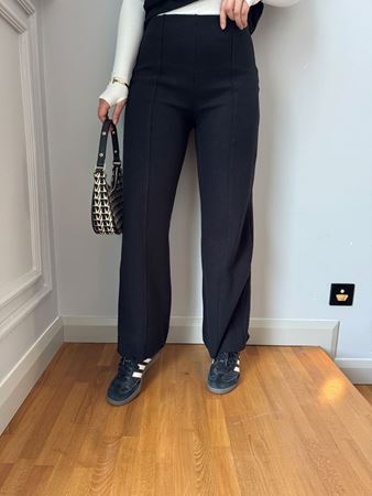 Siyah Yüksek Bel Fitilli Pantolon