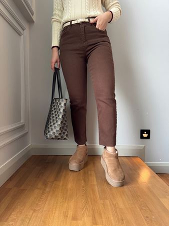 ZR Kahverengi Boyfit Jean