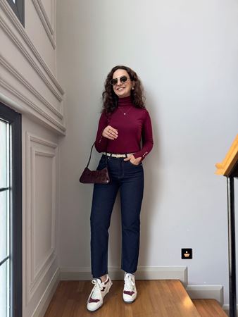 ZR Lacivert Kesik Paça Boyfit Jean