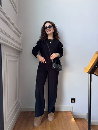 Siyah Bisiklet Yaka Selanik Takım