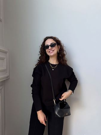 Siyah Bisiklet Yaka Selanik Takım