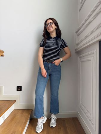 CS Mavi Kapalı Paça Flare Jean