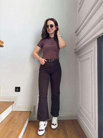 CS Acı Kahve Kapalı Paça Flare Jean