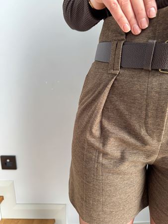 Kahverengi Kemerli Yüksek Bel Şort