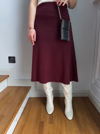 Bordo Selanik Midi Etek