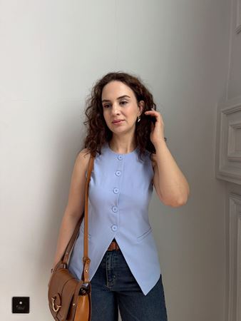 Mavi Bisiklet Yaka Yelek