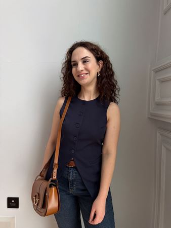 Lacivert Bisiklet Yaka Yelek