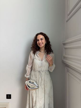 Taş İçi Astarlı Çiçek Desen Şifon Elbise