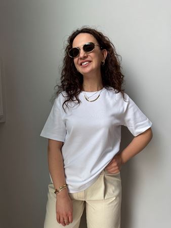 CS Beyaz Bisiklet Yaka Basic T-Shirt