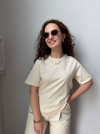 CS Ekru Bisiklet Yaka Basic T-Shirt