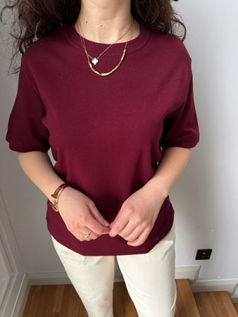 CS Bordo Bisiklet Yaka Basic T-Shirt